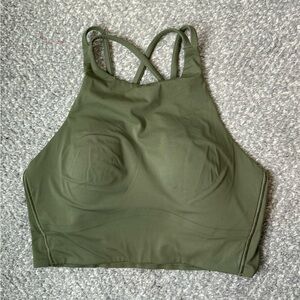 Lululemon Olive Green High-Neck Sports Bra
